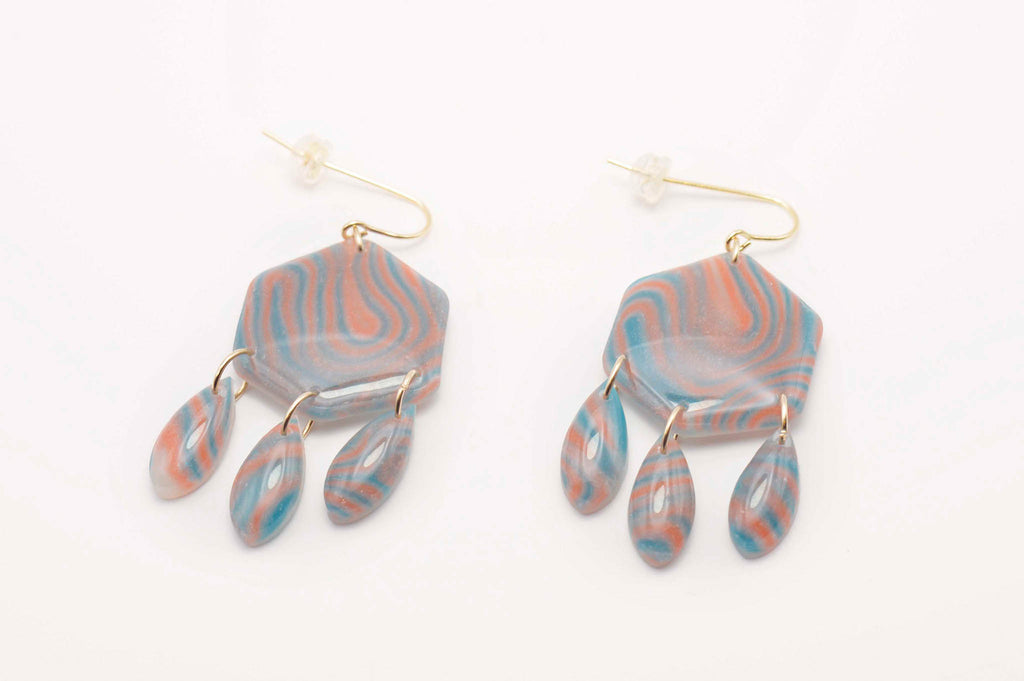 Orange Turquoise Dangle Drops