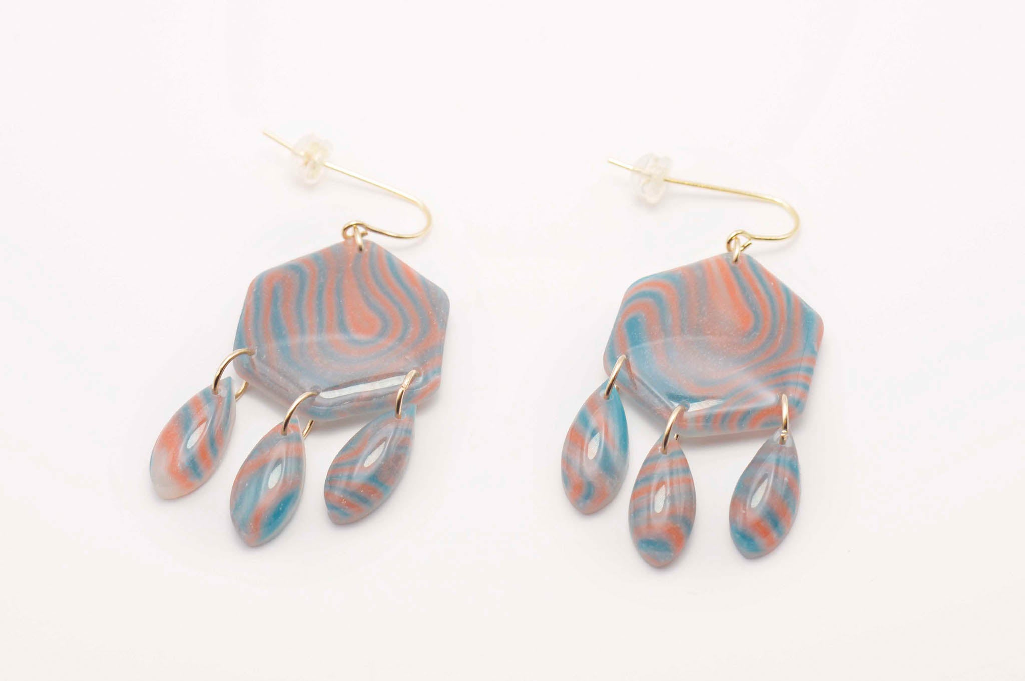 Orange Turquoise Dangle Drops