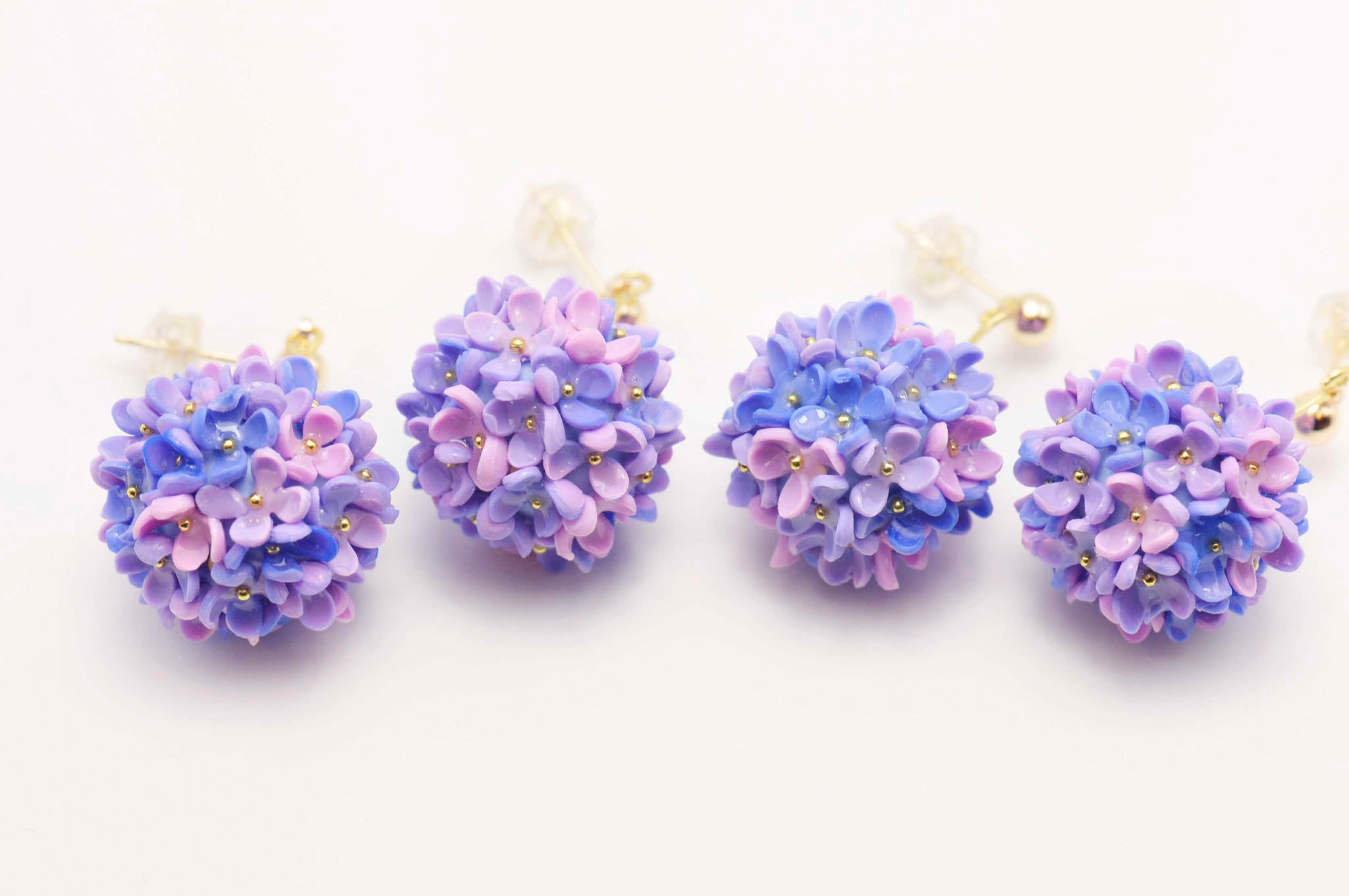 Blue & Pink Hydrangea Dangle Ball Posts