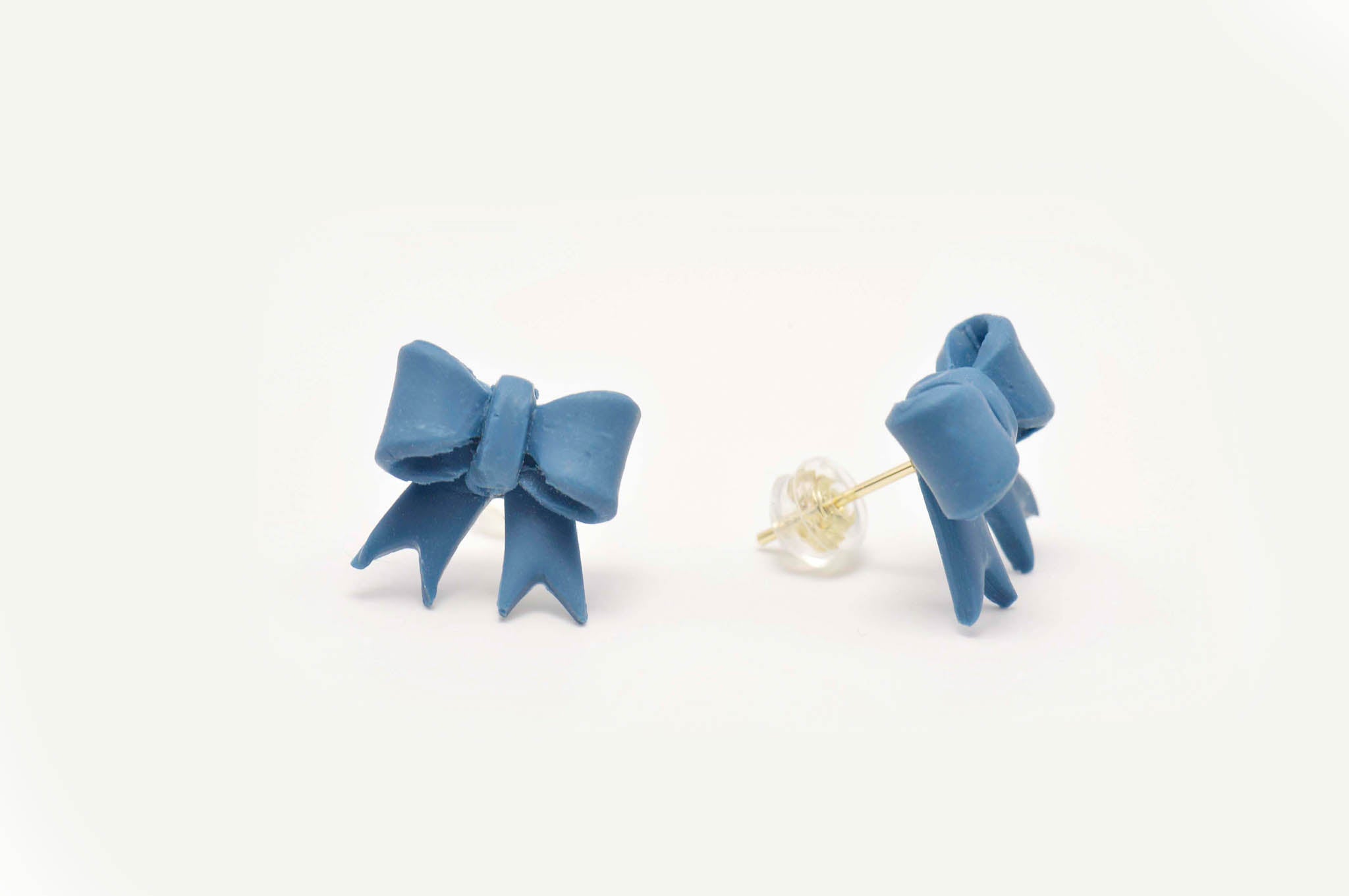 Bow Stud Earrings - Dusty Blue